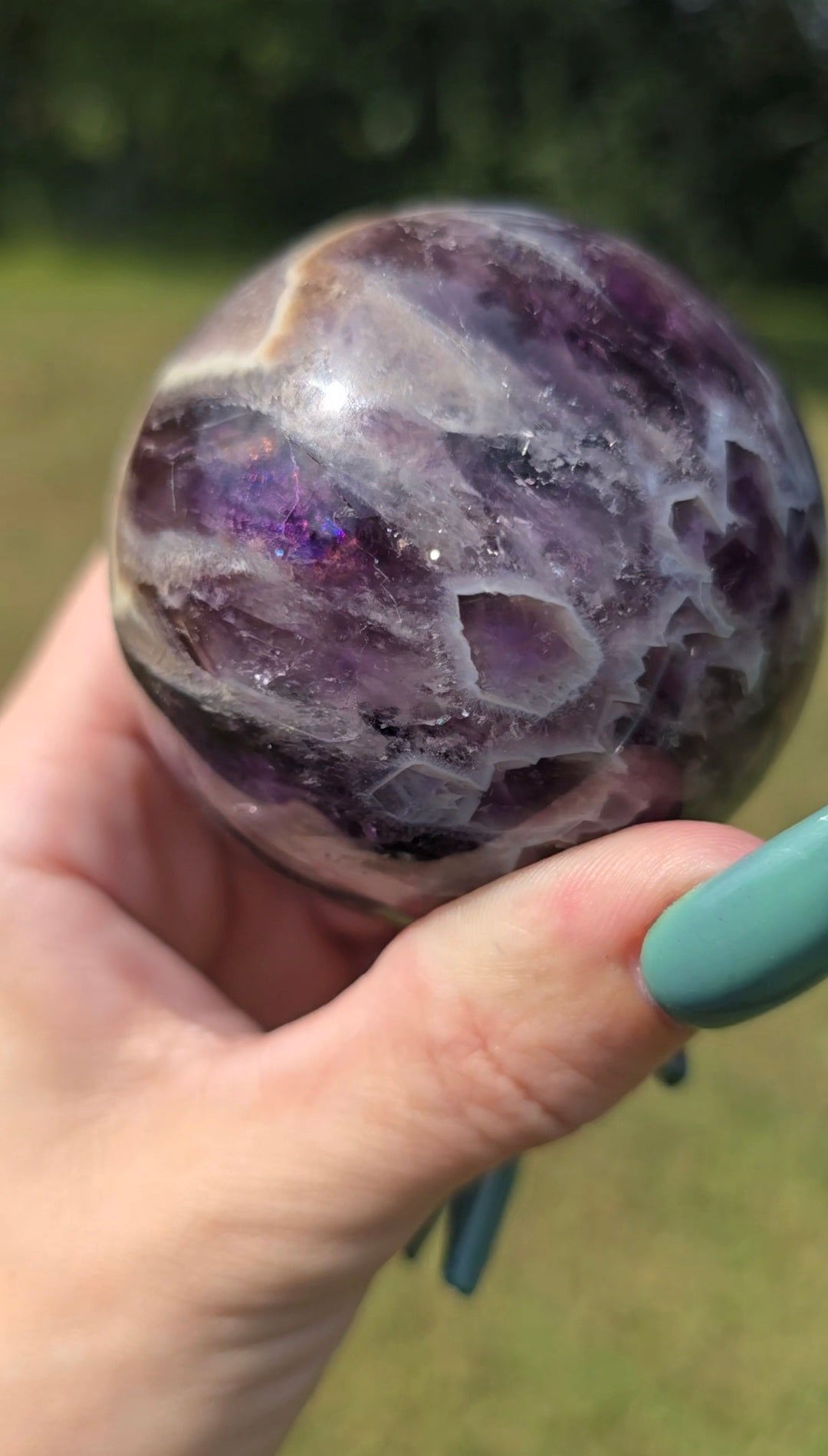 Dream Amethyst Sphere with UV Banding | Intuition & Peace