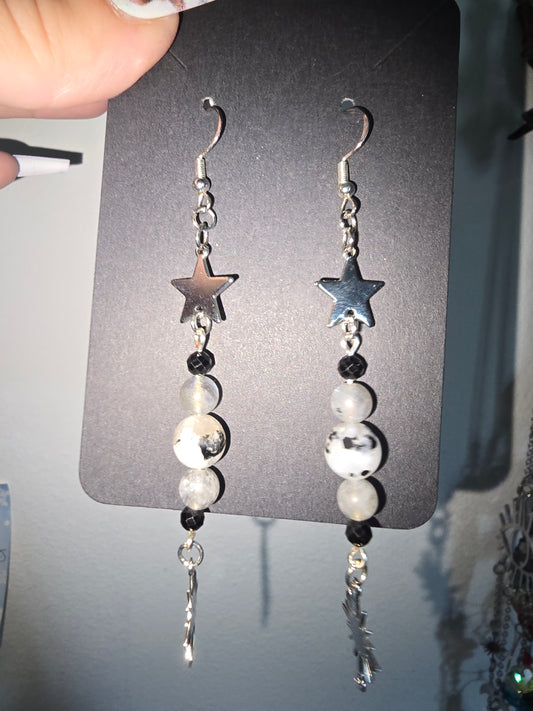 Moonstone Labradorite and Spinel Earrings 925