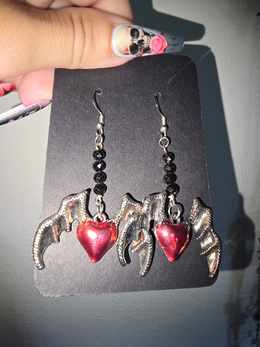 Spinel Bat Wings Earrings 925