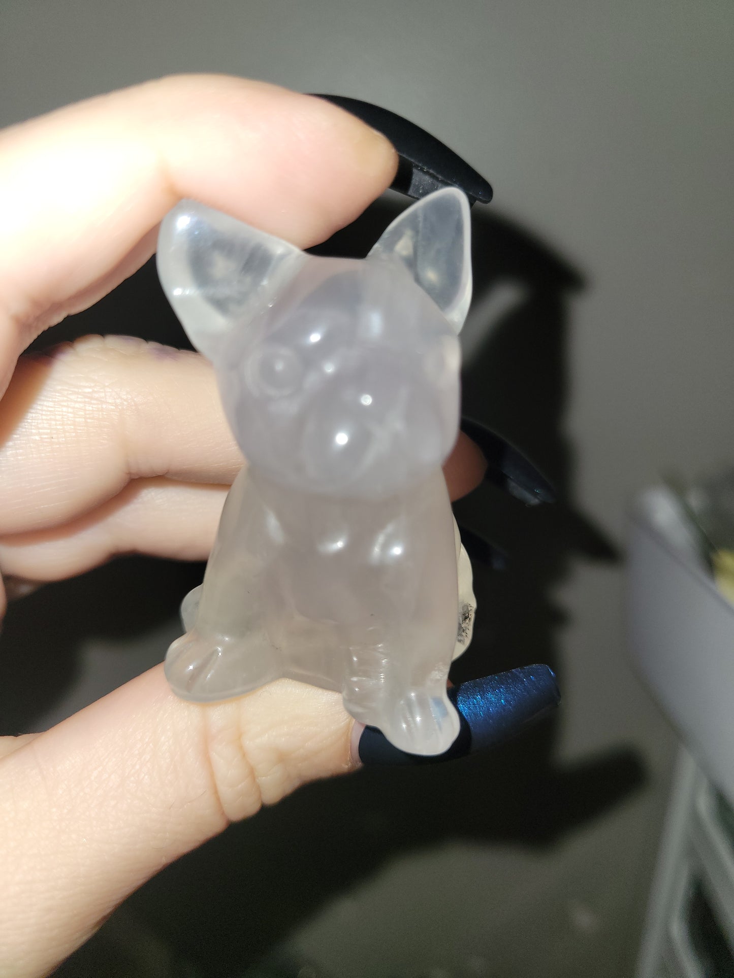 Clear Quartz Dog Carving