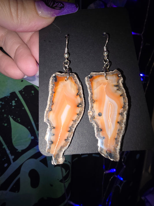 Natural Agate Slice Earrings 925 Hooks