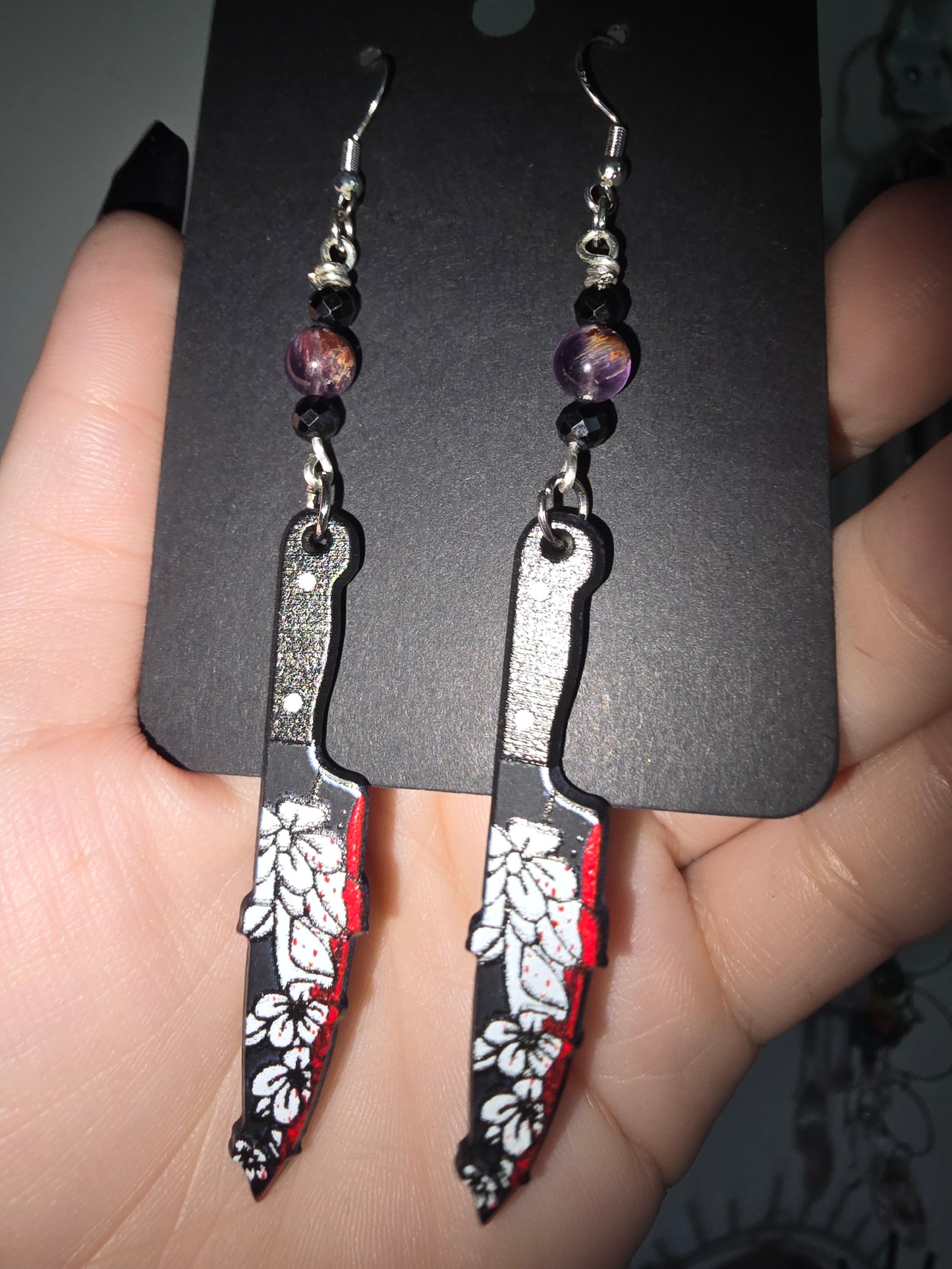 Stabby Earrings with Super 7 beads