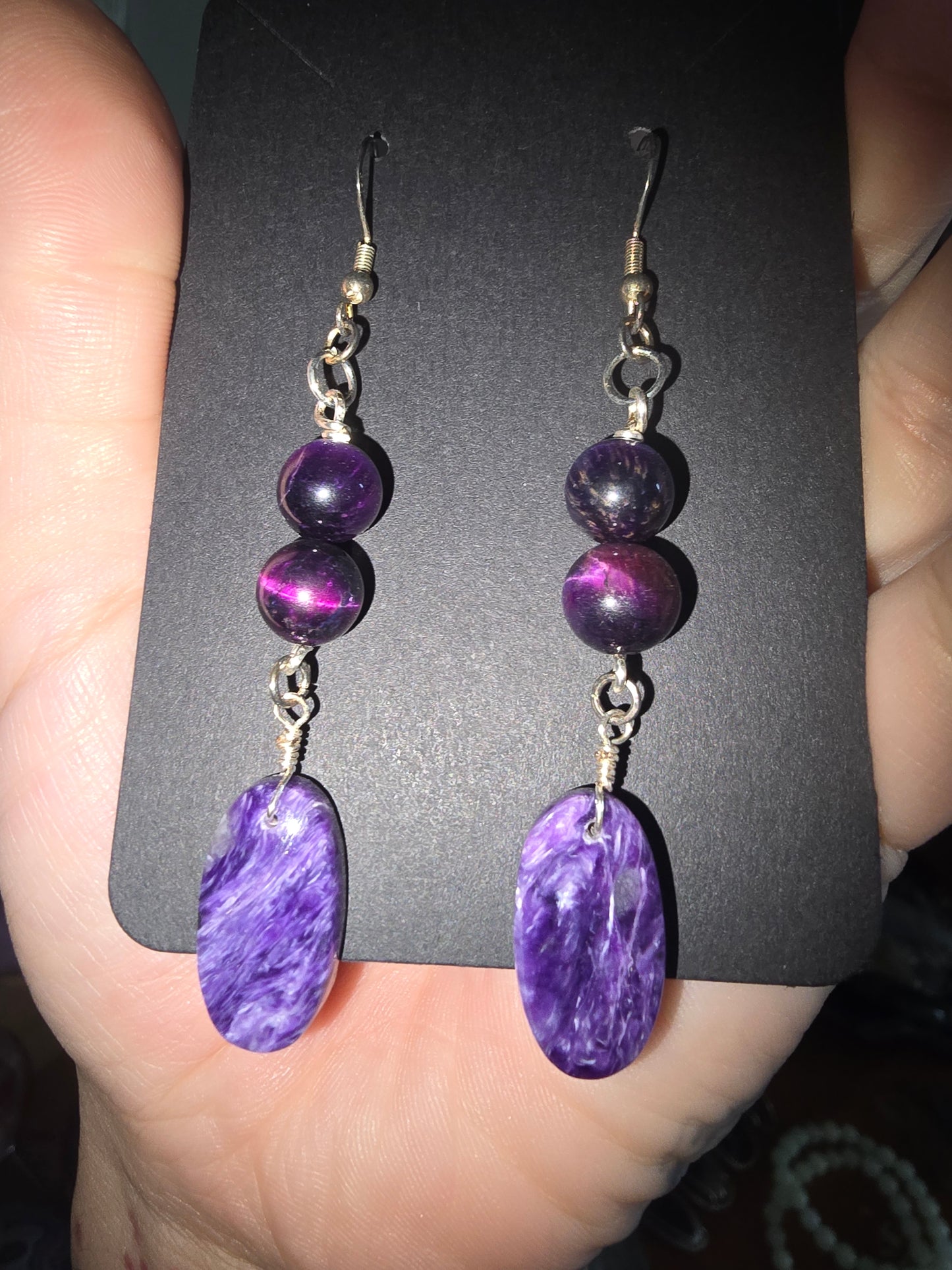 Charorite Galaxy Tiger Eye Earrings