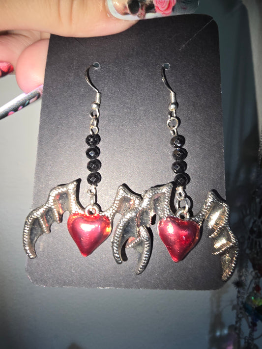 Spinel Bat Wings Earrings 925