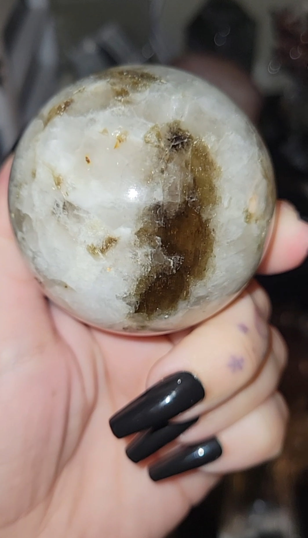 Moonstone Green Tourmaline Smokey Sphere