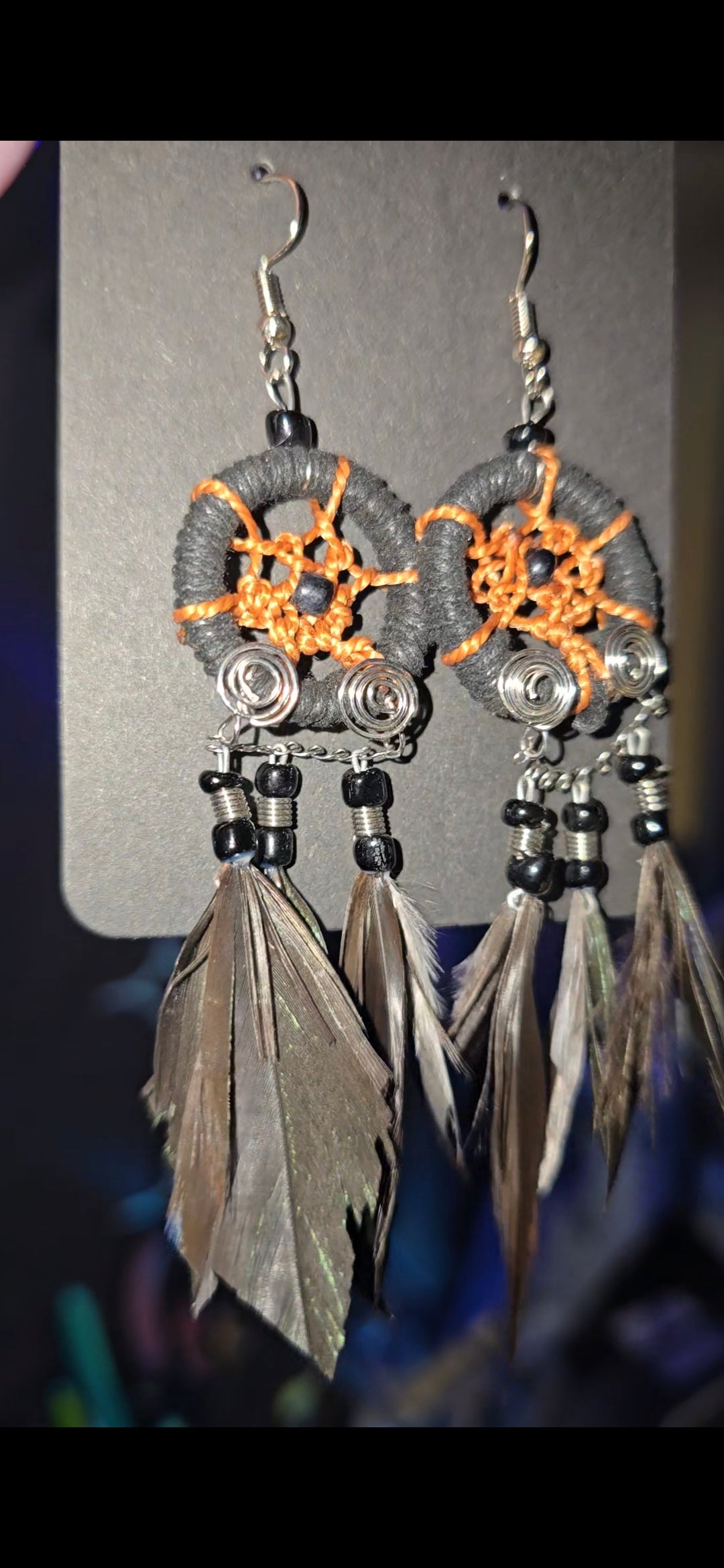 Black Dream Catcher Earrings | Boho Statement Earrings