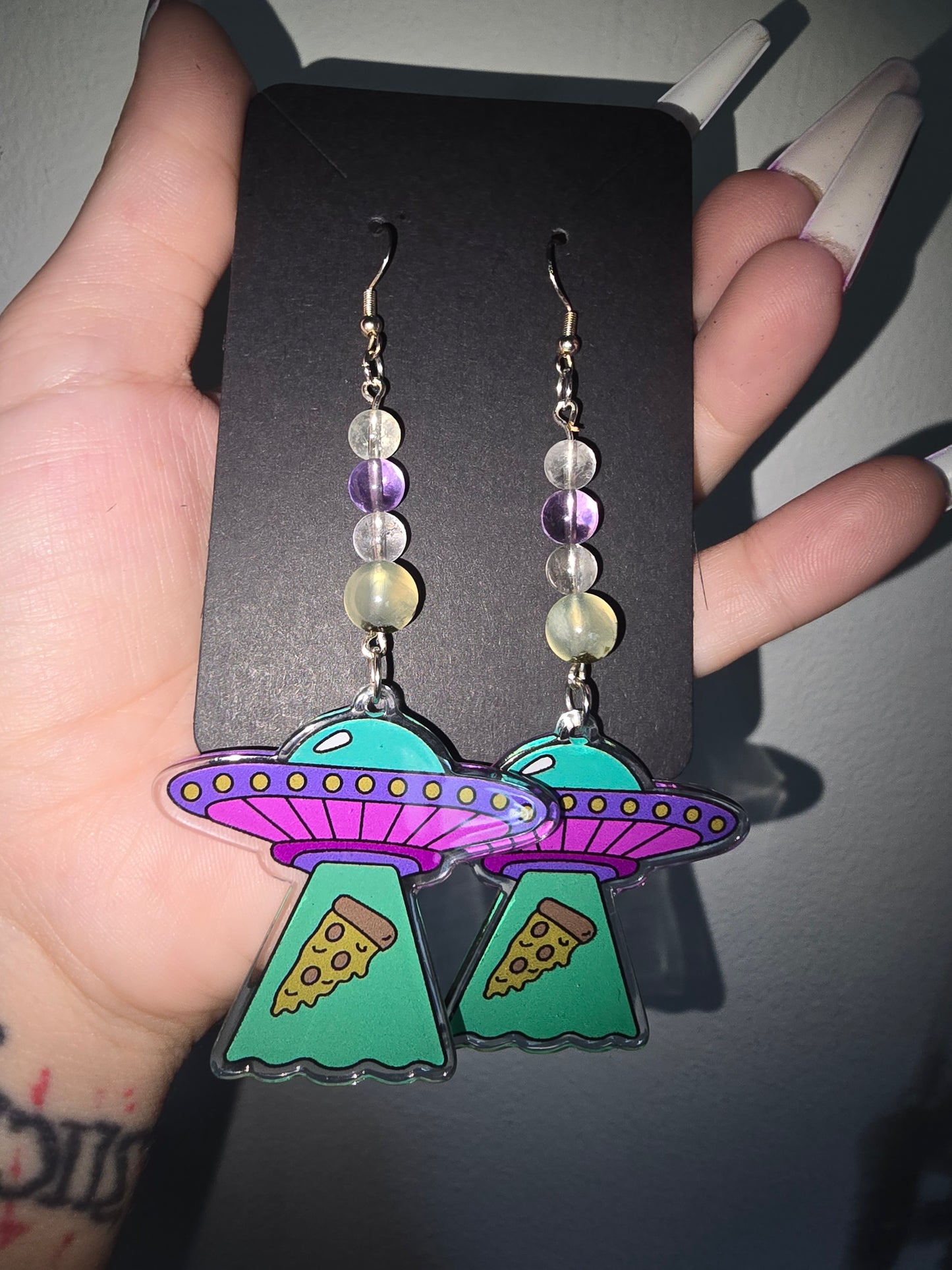 Ametrine Alien Pizza Earrings 925