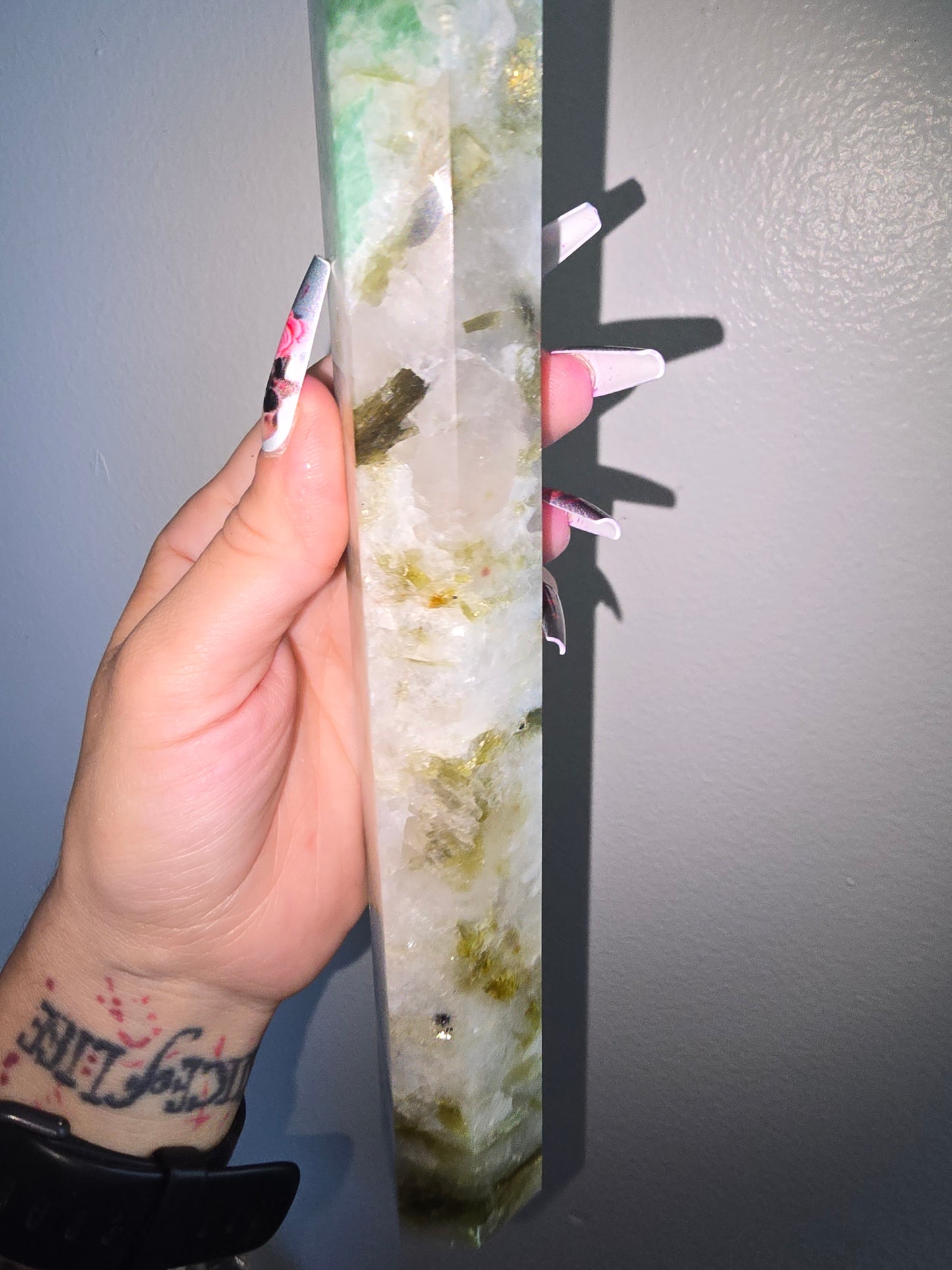 Moonstone,Green Tourmaline, Pheonix Stone Tower