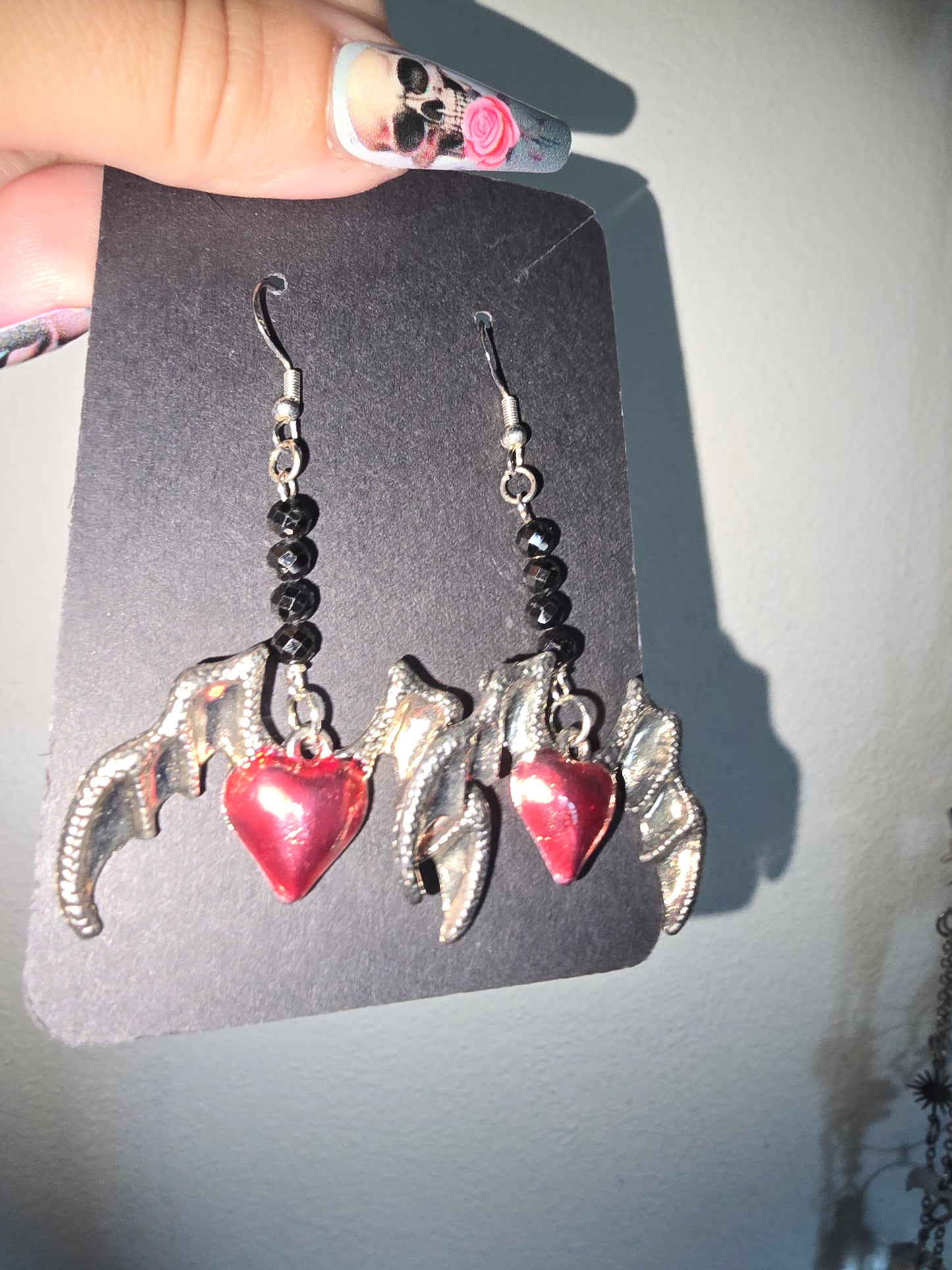 Spinel Bat Wings Earrings 925