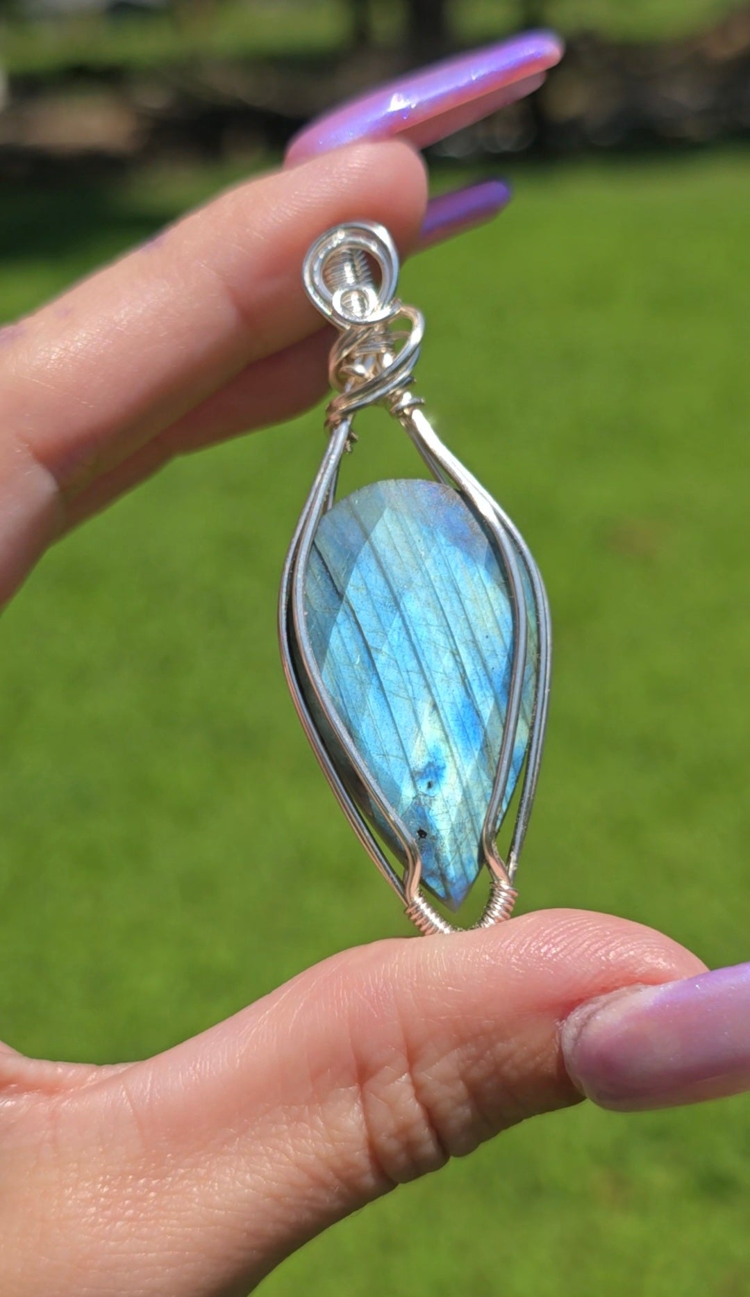 Matte Rose Cut Labradorite Pendant | Incredible Flash