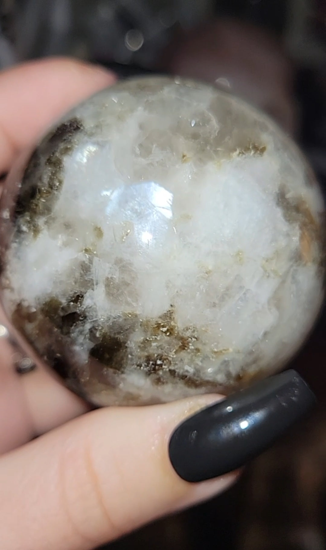 Moonstone Green Tourmaline Smokey Sphere