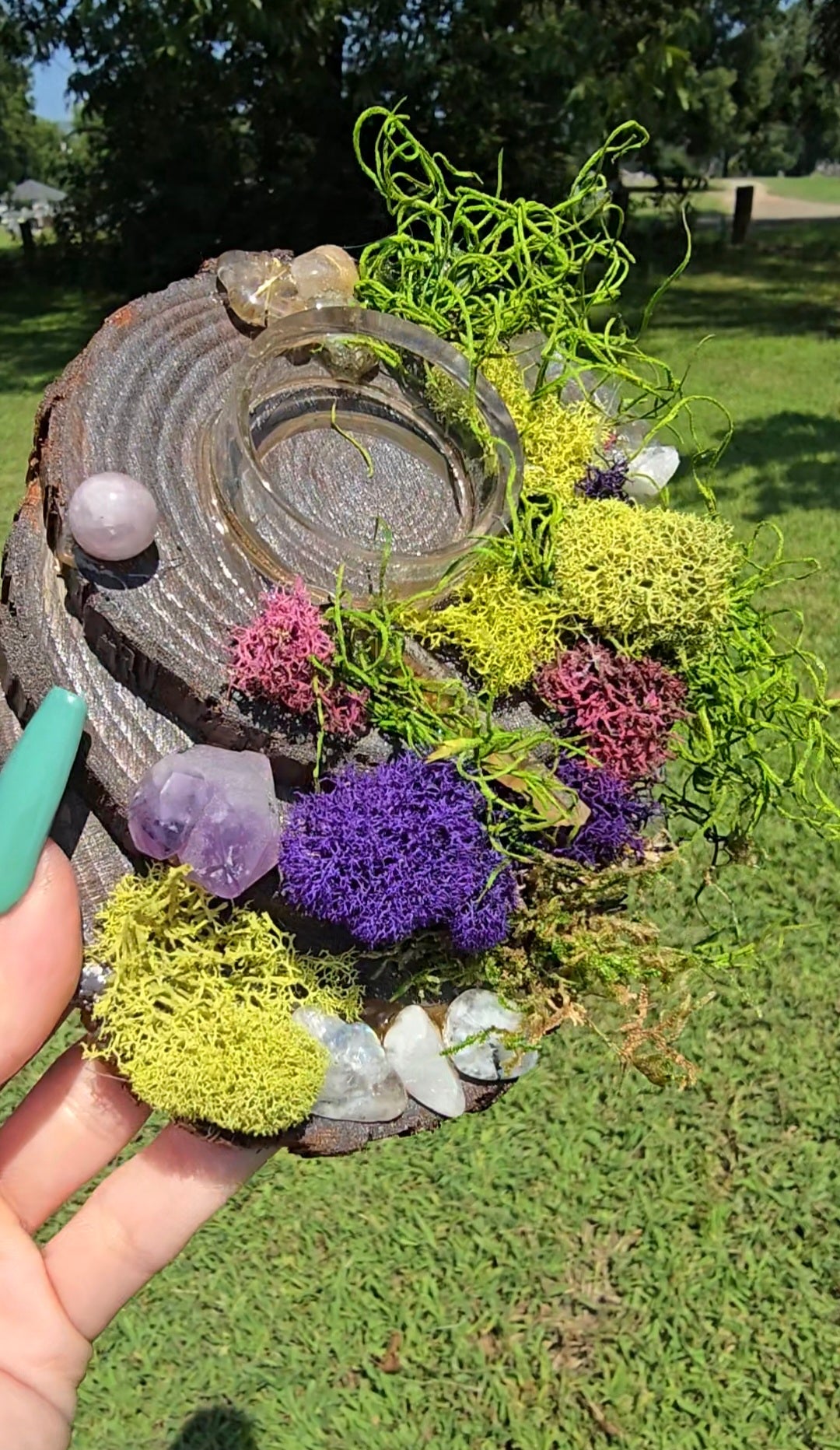 Enchanted Moss Crystal Sphere Holder | Intuition & Balance