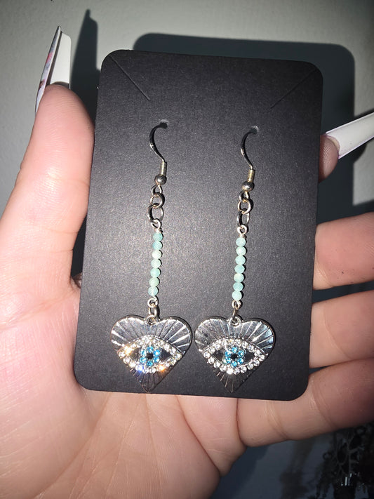Amazonite Evil Eye Earrings 925