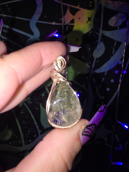 Garden Quartz w/ Rutile Wrapped Pendant