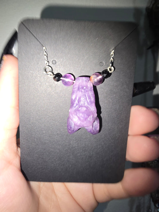 Lepidolite Hanging Bat Pendant