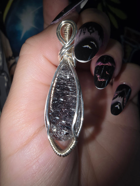Black Needle Quartz Wrapped Pendant