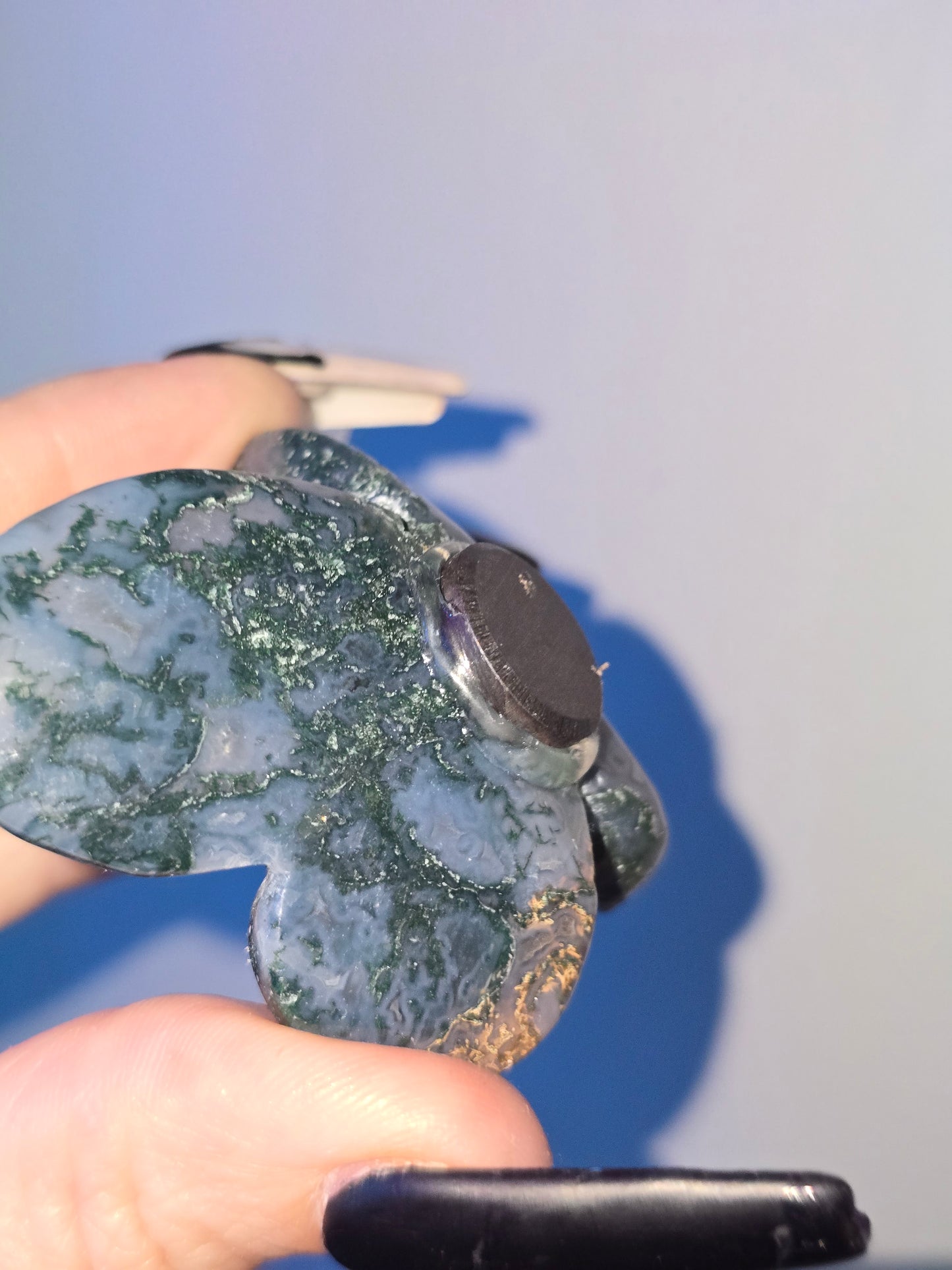 Moss Agate Butterfly Magnet | Crystal Butterfly Home Décor