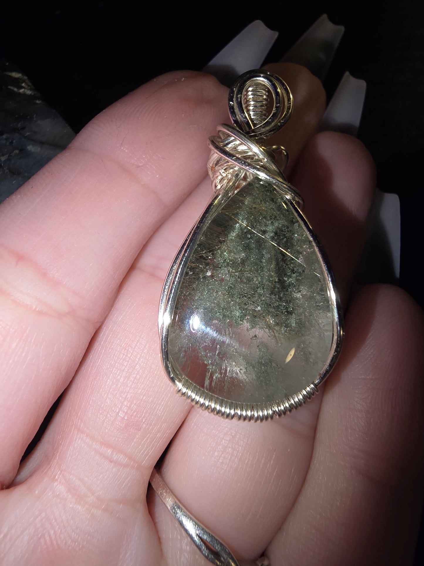 Garden Quartz w/ Rutile Wrapped Pendant