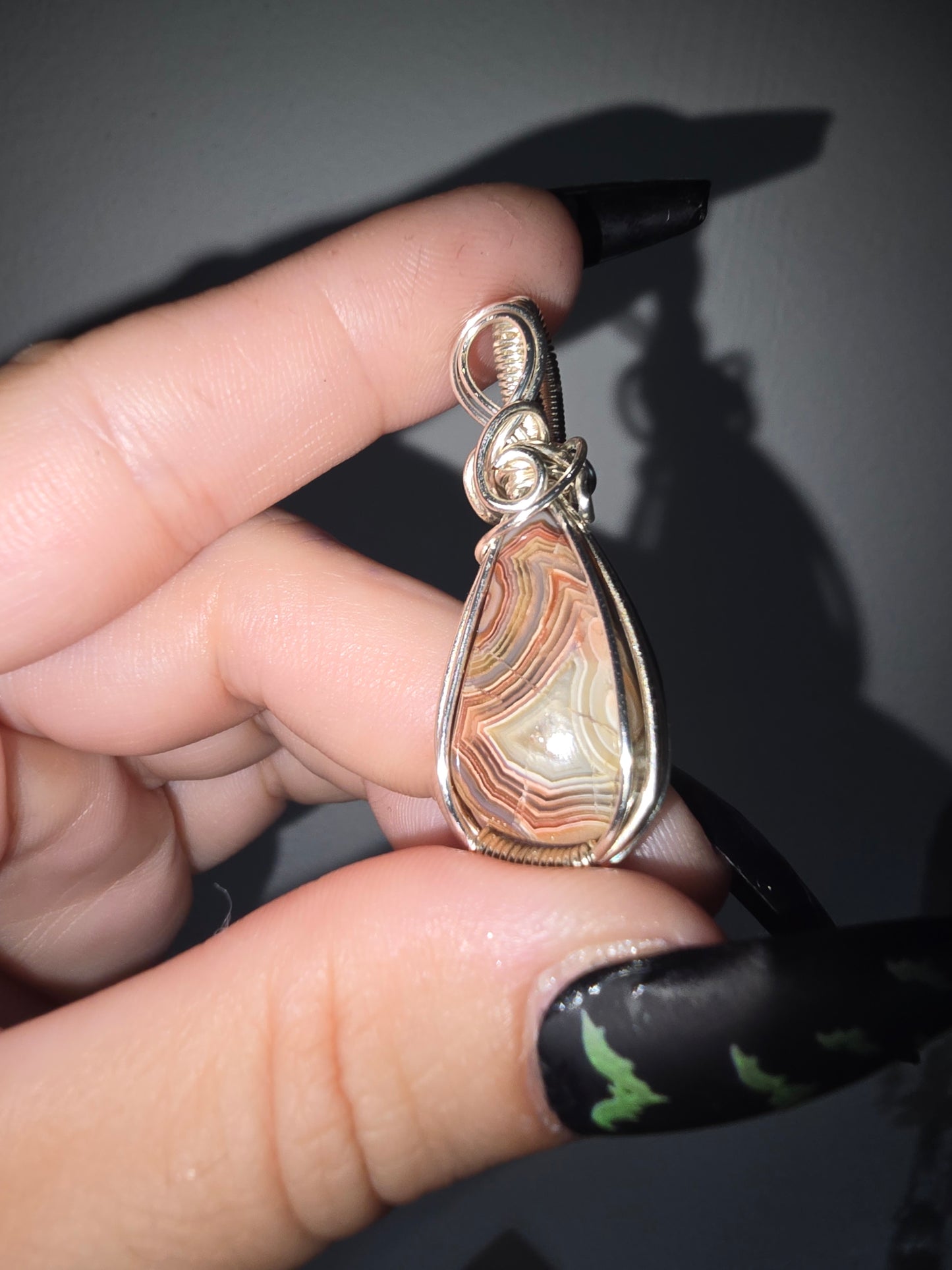 Lace Agate Wrapped Pendant