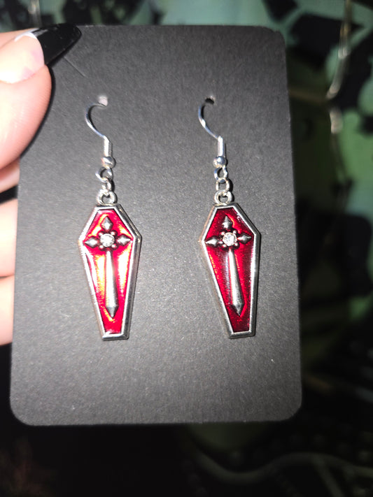 Red Coffin Earrings