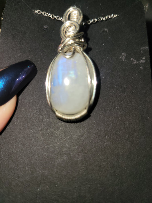 Rainbow Moonstone Pendant | Protection & Intuition Crystal Jewelry