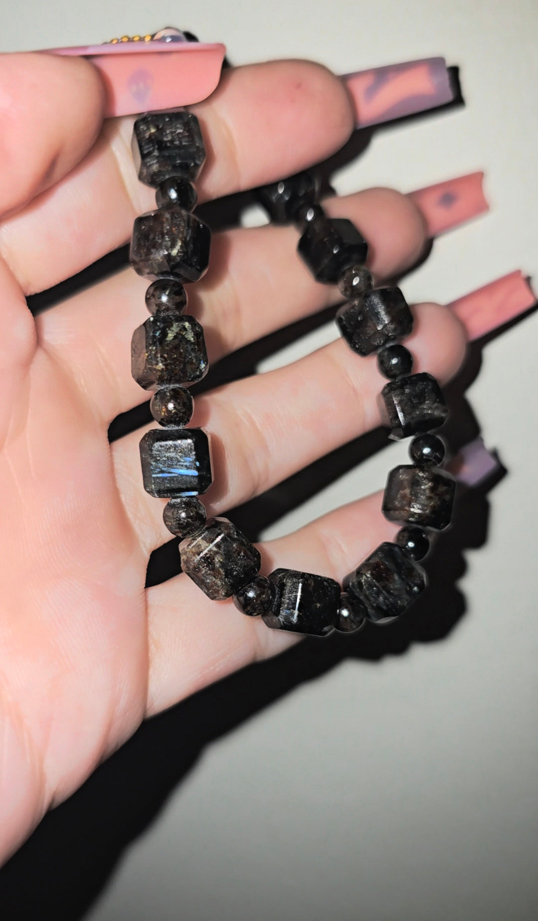 Arfvedsonite & Garnet Bracelet | Intuition & Strength