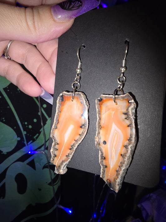 Natural Agate Slice Earrings 925 Hooks