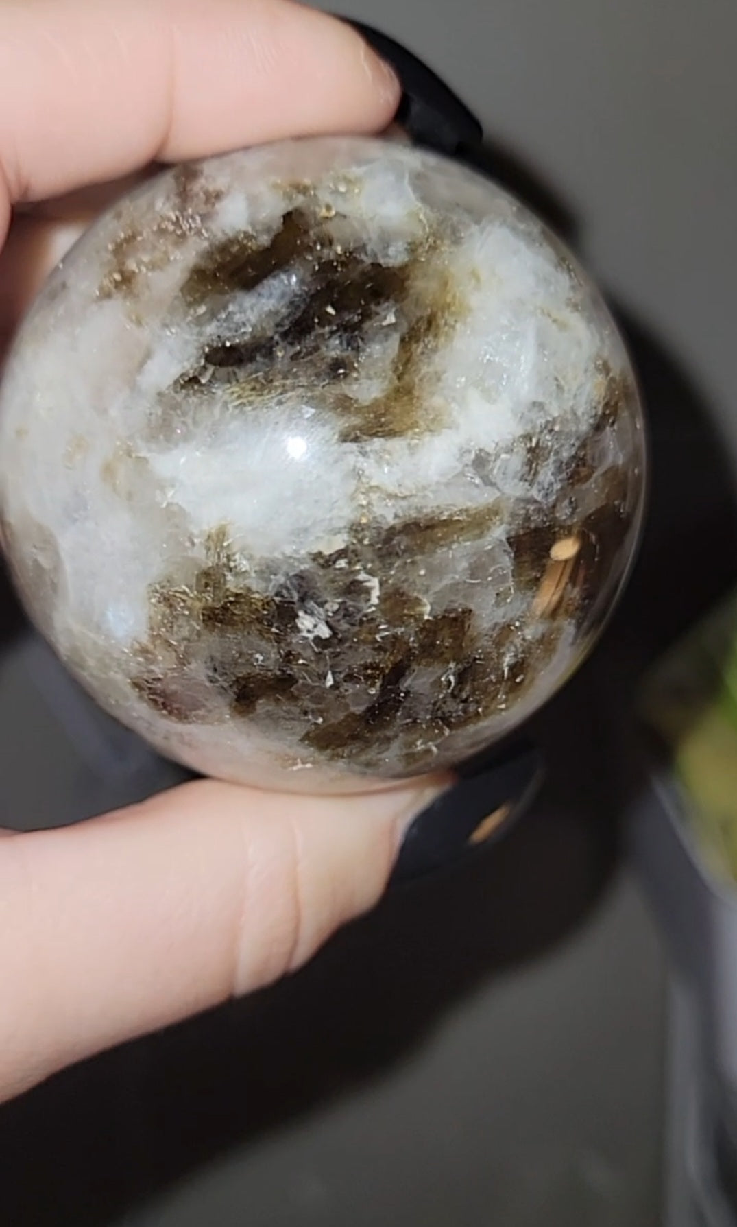 Moonstone Green Tourmaline Smokey Sphere