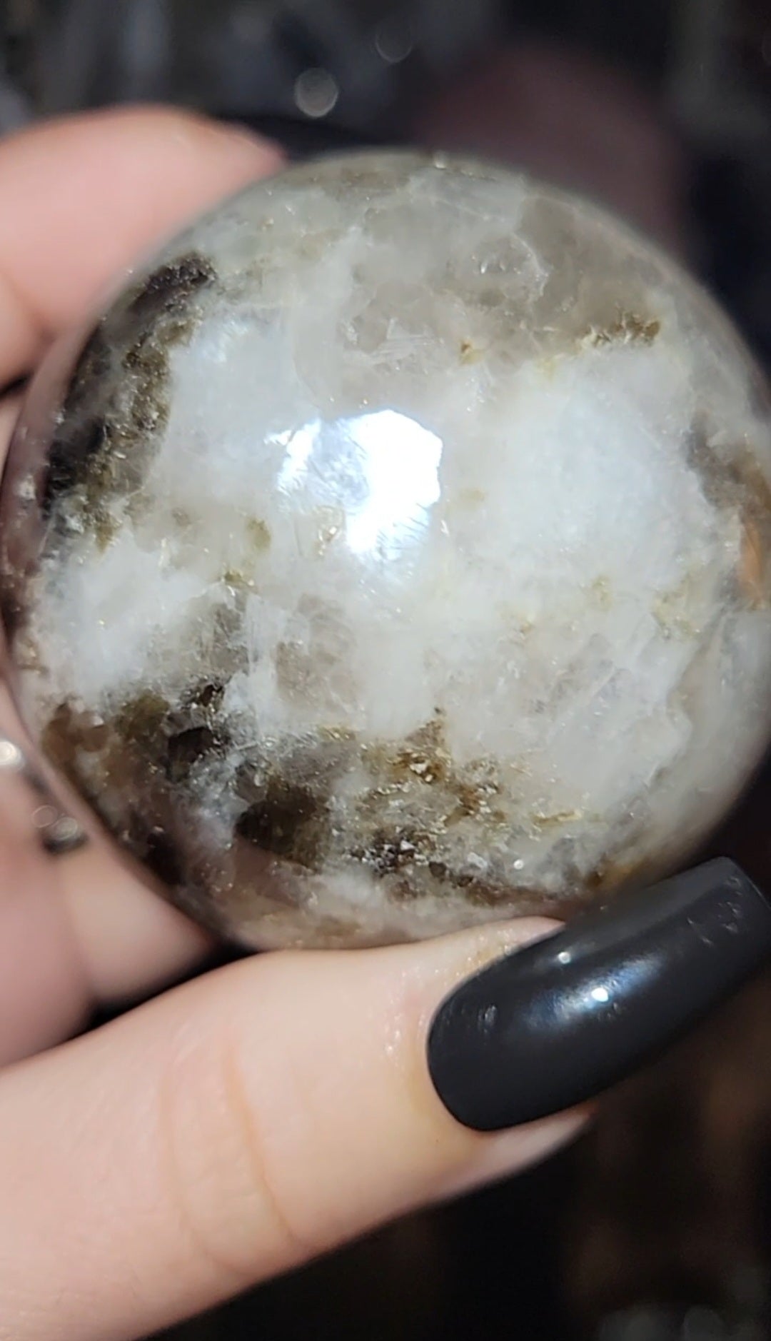 Moonstone Green Tourmaline Smokey Sphere