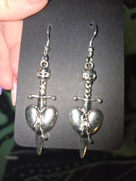 Sword Bleeding Heart Earrings