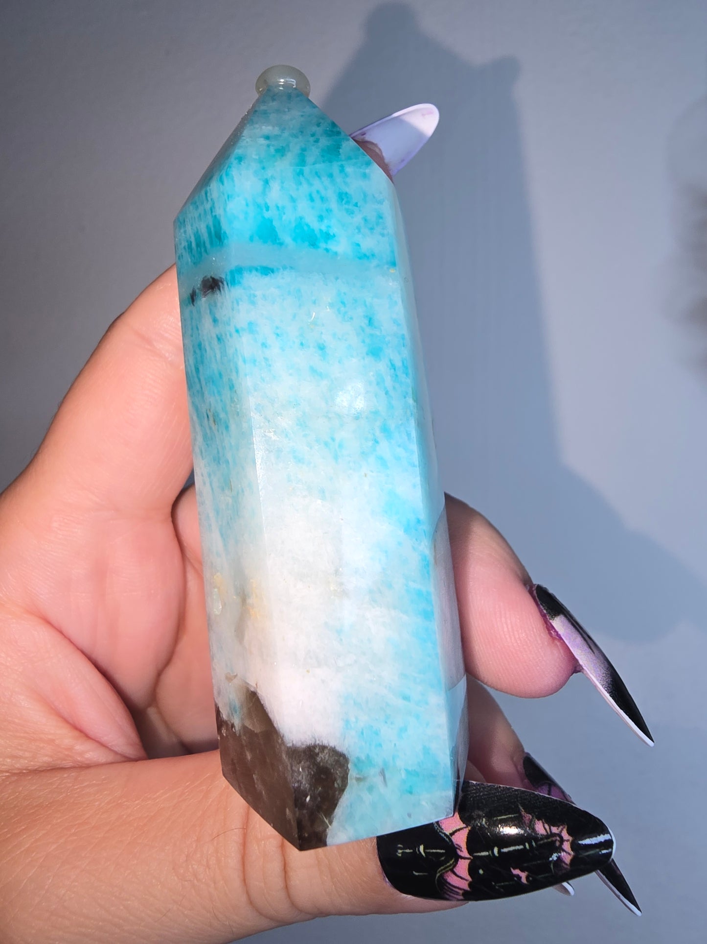 Amazonite Smokey Quartz and Green Tourmaline Tower