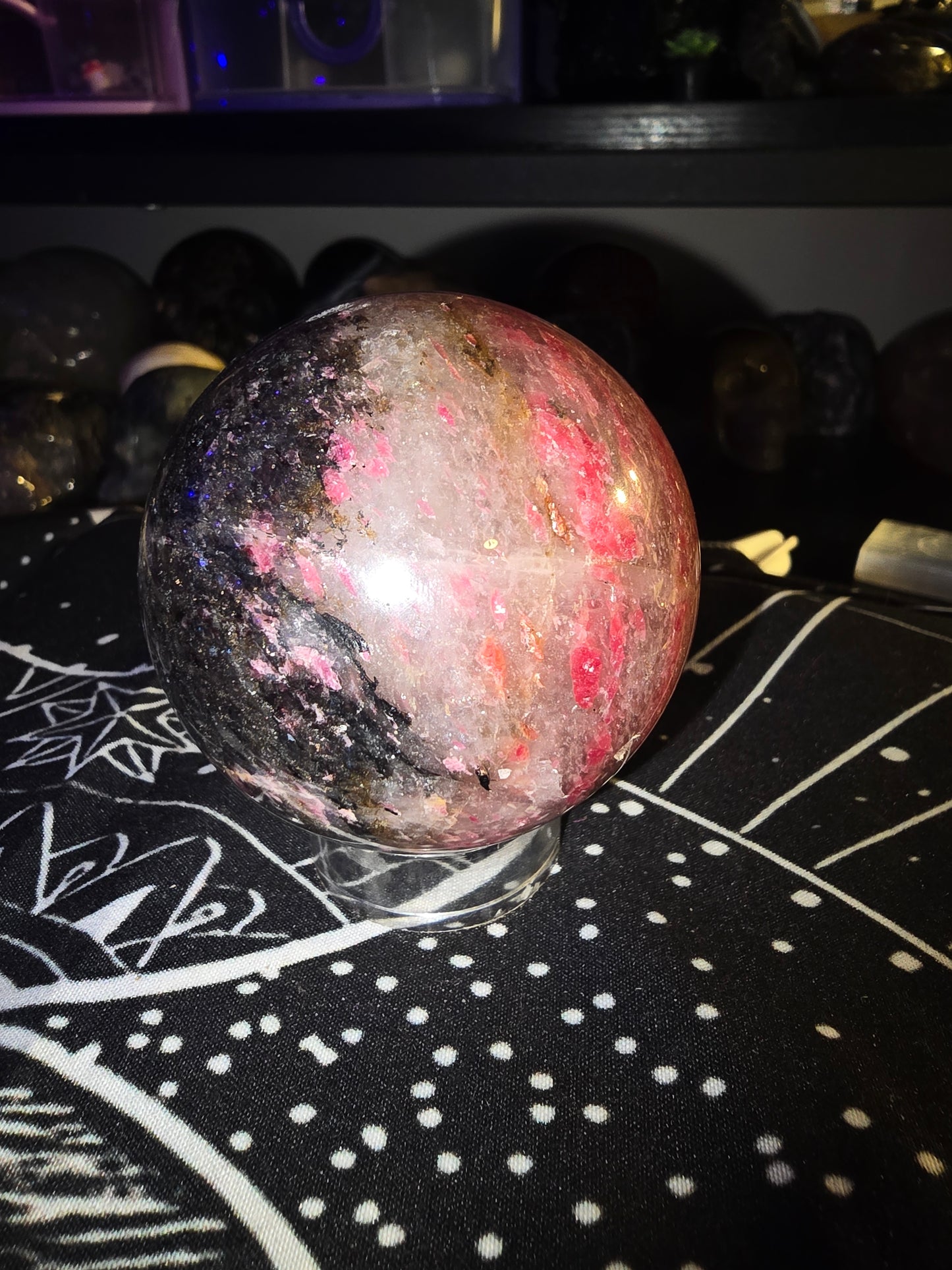 Icy Rhodonite Sphere 2