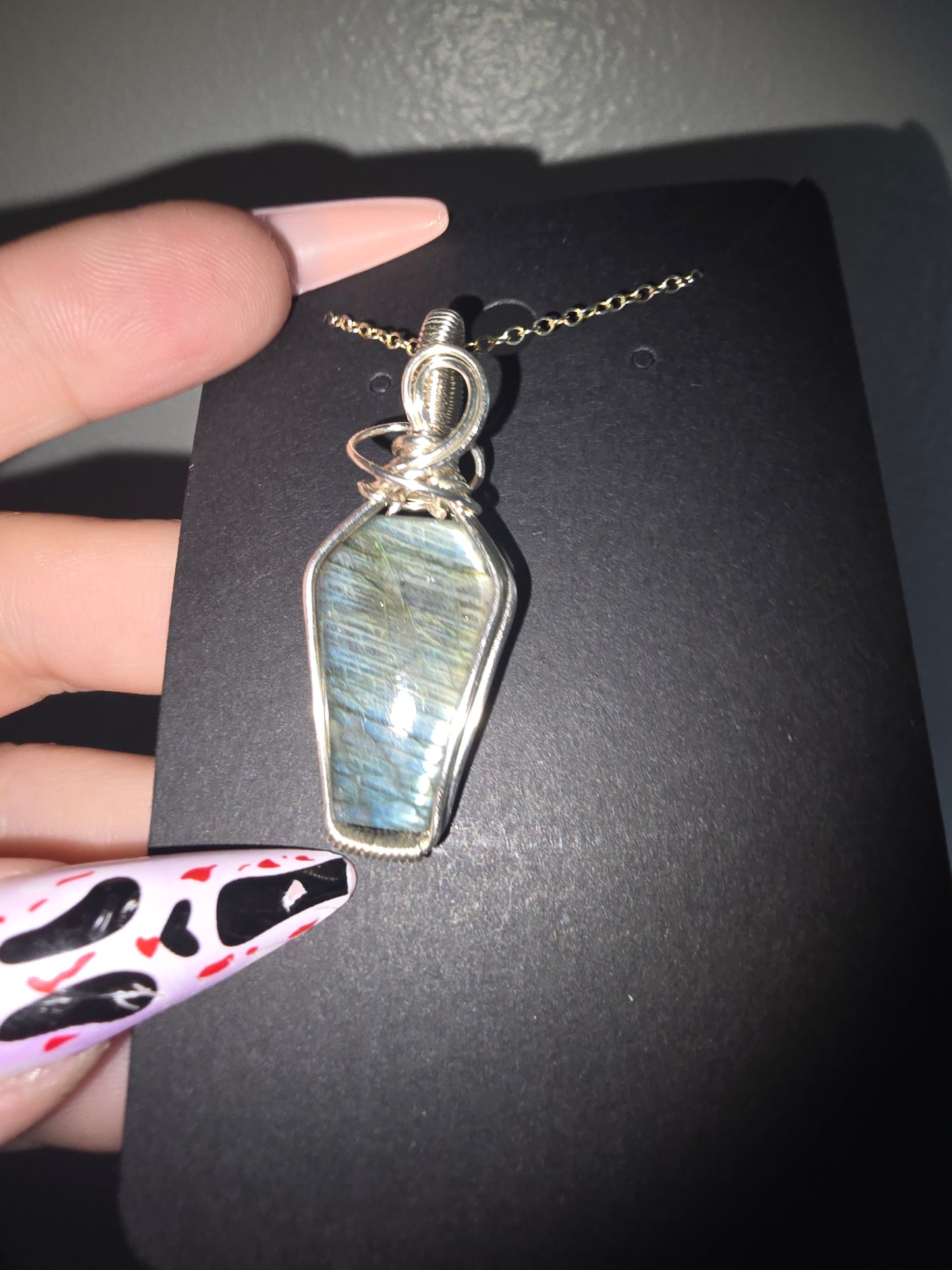 Labradorite Coffin Wrapped Pendant