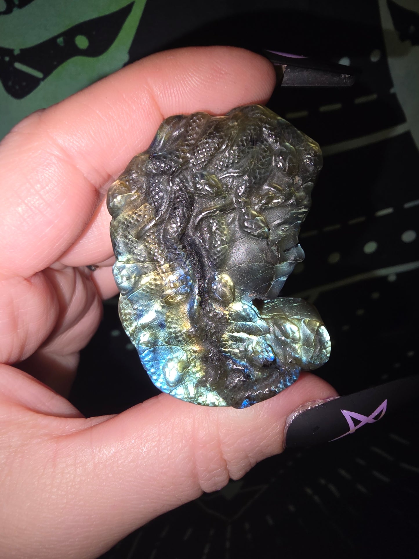 Labradorite Medusa Carving