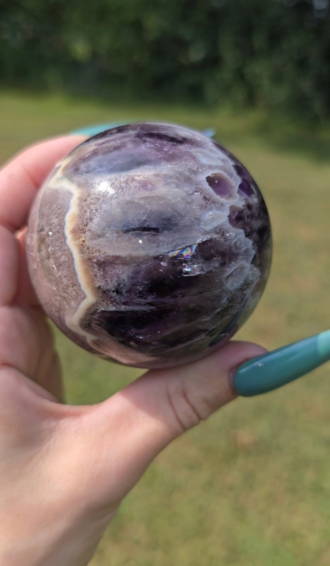 Dream Amethyst Sphere with UV Banding | Intuition & Peace