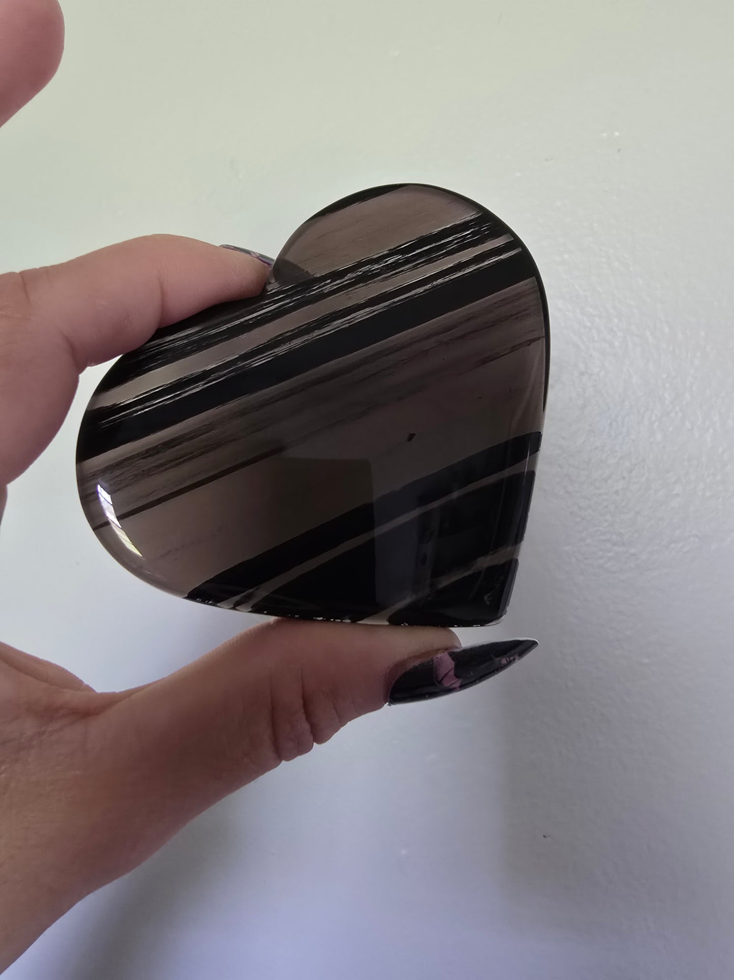 Ice Obsidian Heart Carving