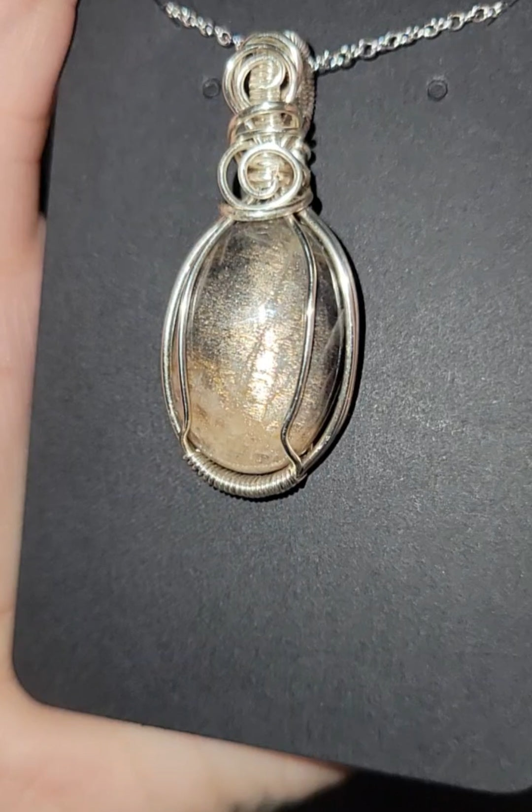 Black Sunstone Moonstone Pendant