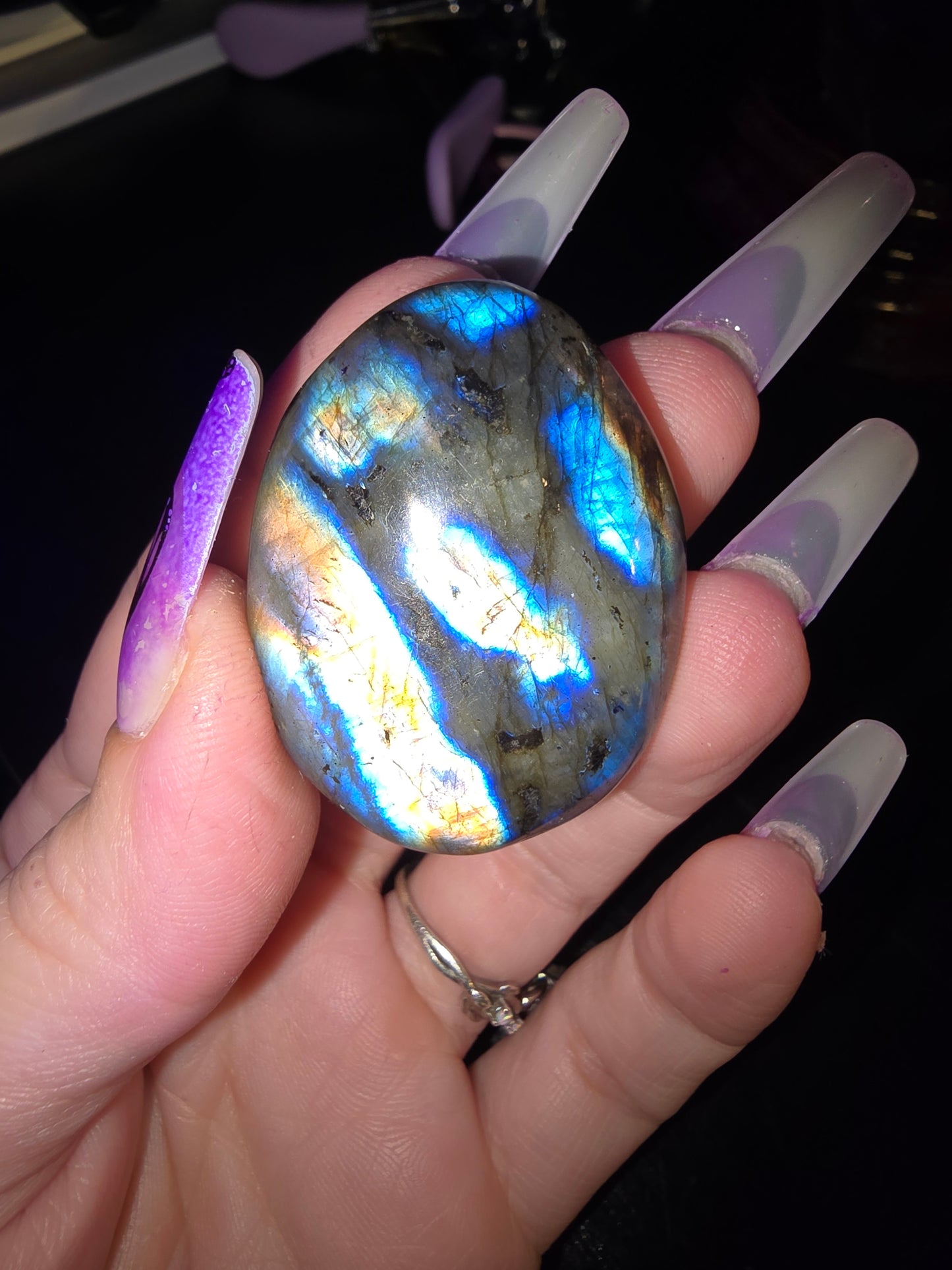 Carved Labradorite Palm Stone