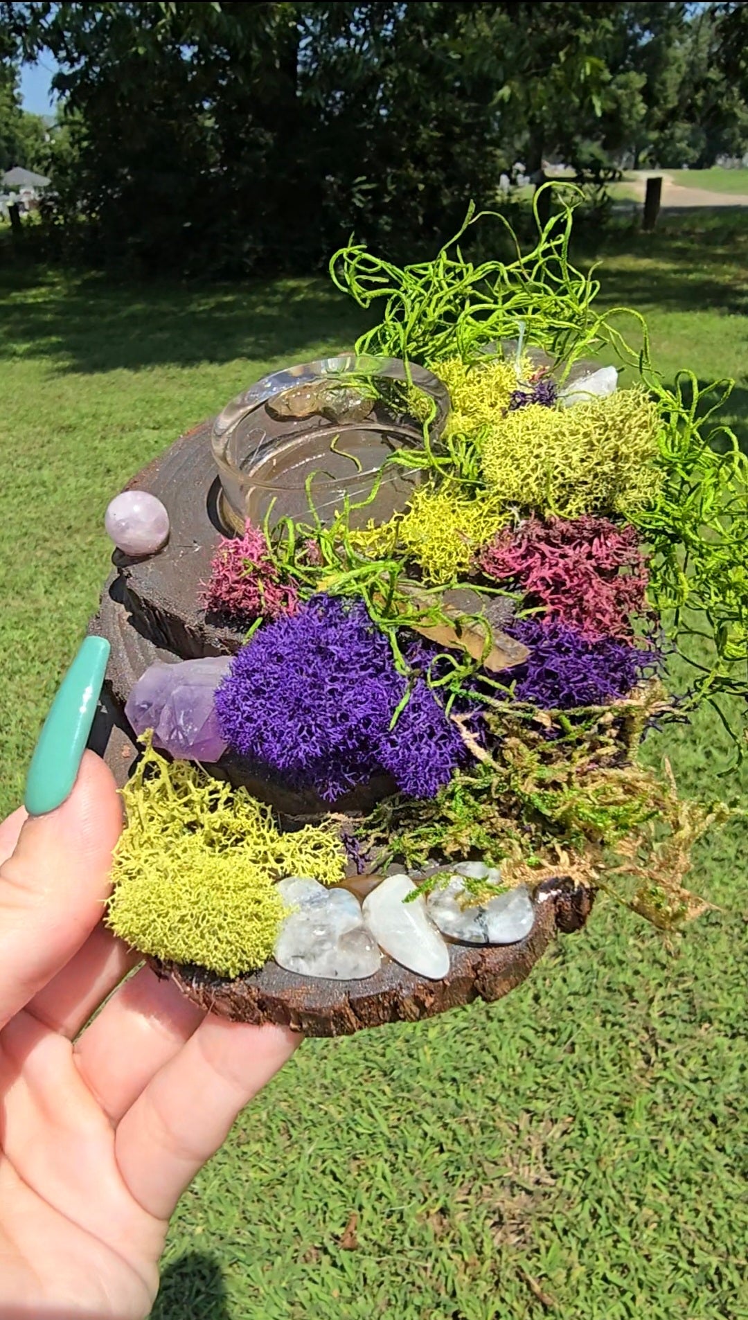 Enchanted Moss Crystal Sphere Holder | Intuition & Balance
