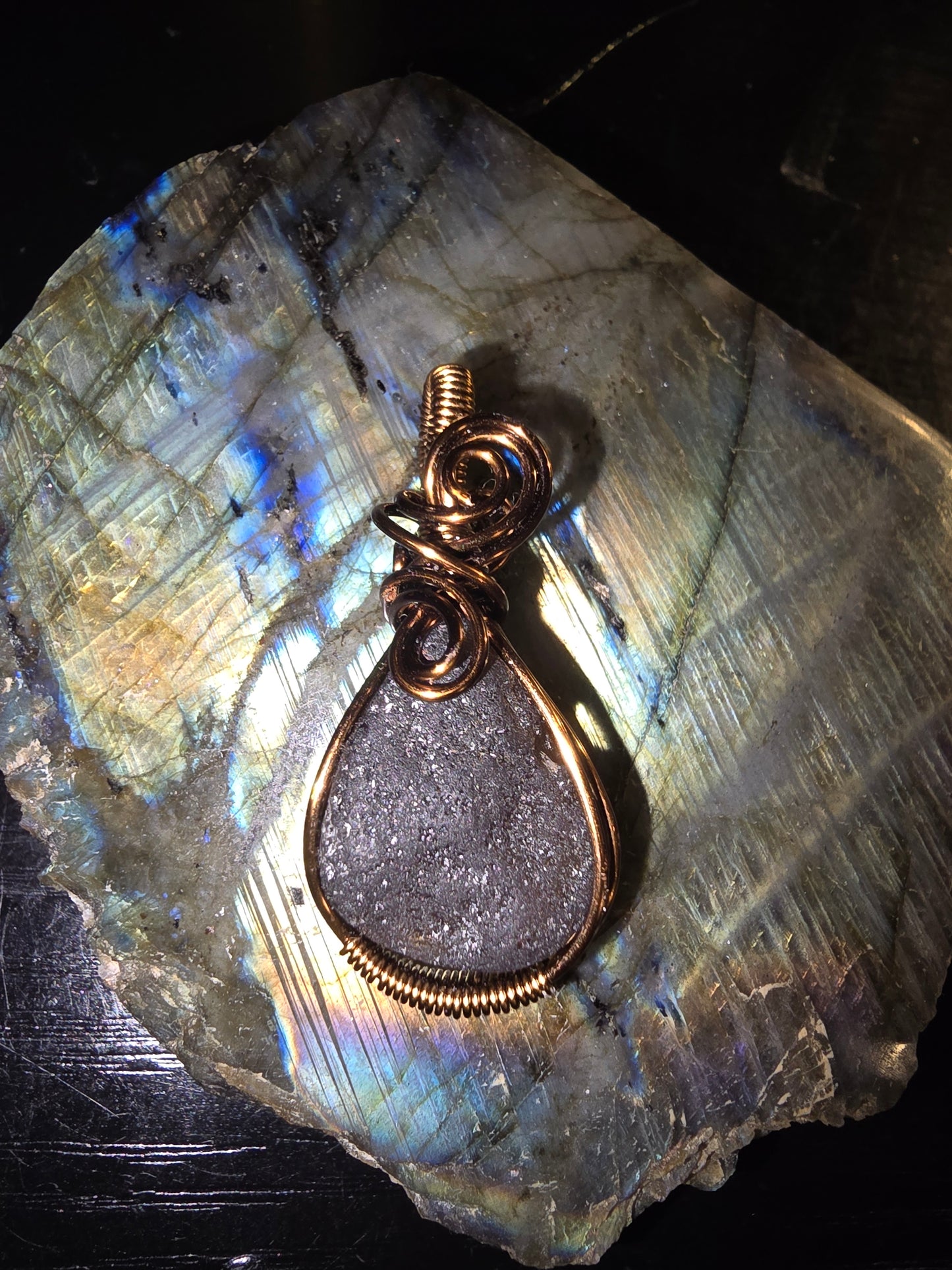 Agni Manitite Tektite Wrapped Pendant