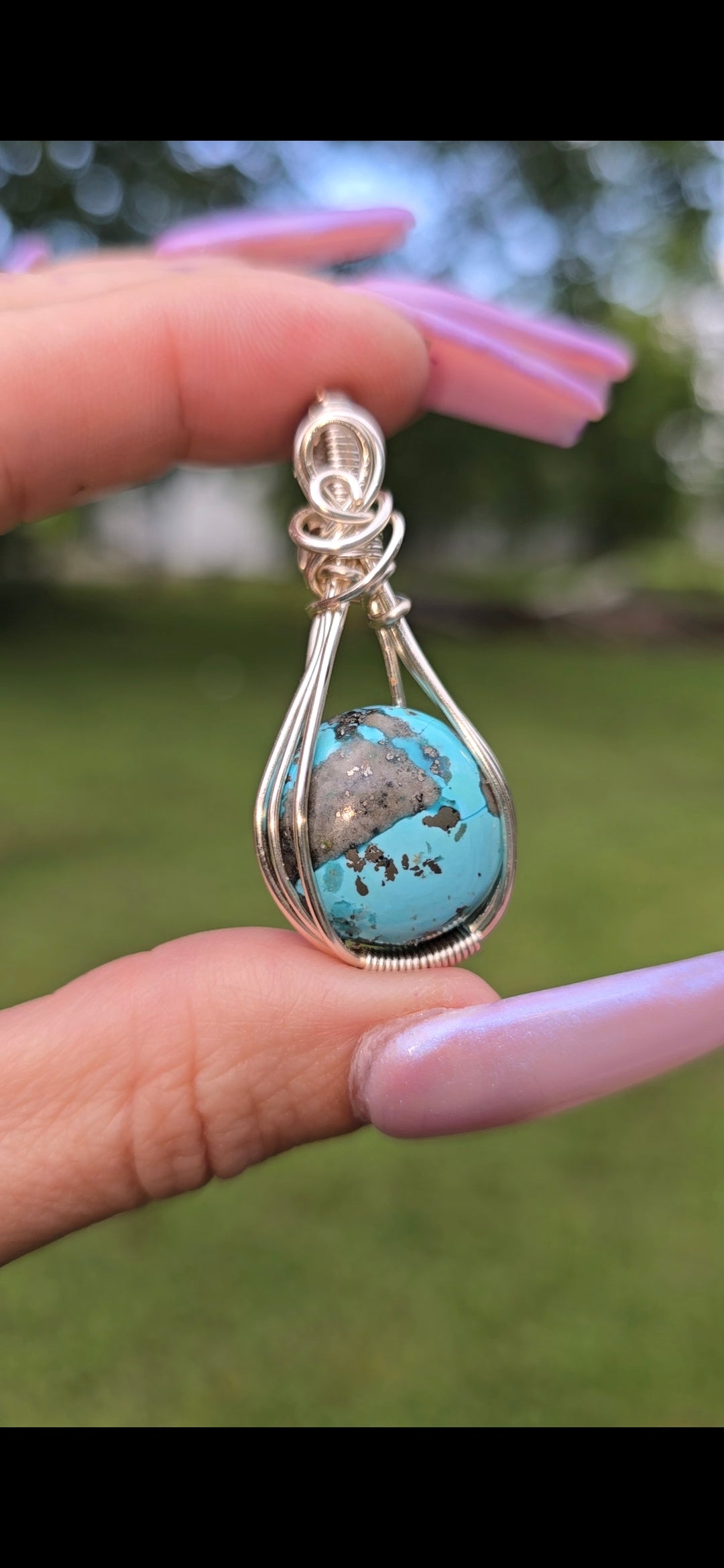 Round Turquoise Pendant | Natural Turquoise Jewelry