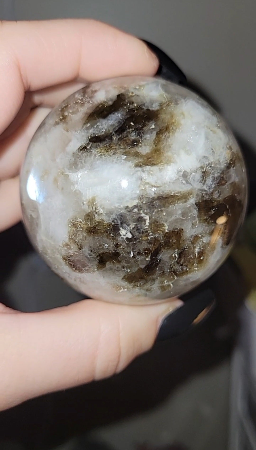 Moonstone Green Tourmaline Smokey Sphere