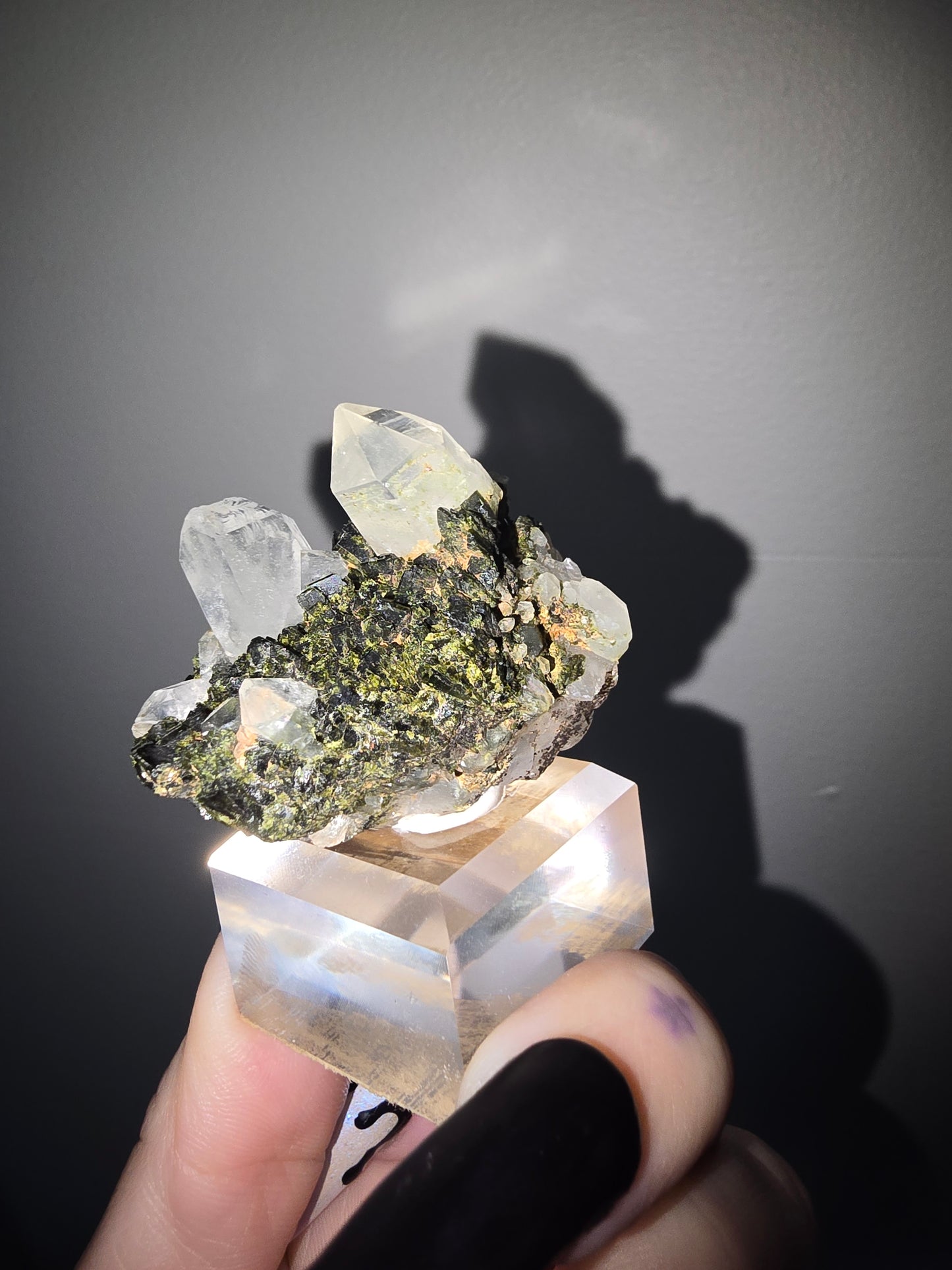 Epidote with Clear Quartz Points | Growth, Manifestation & Positive Transformation