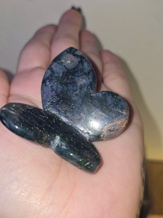 Moss Agate Butterfly Magnet | Crystal Butterfly Home Décor