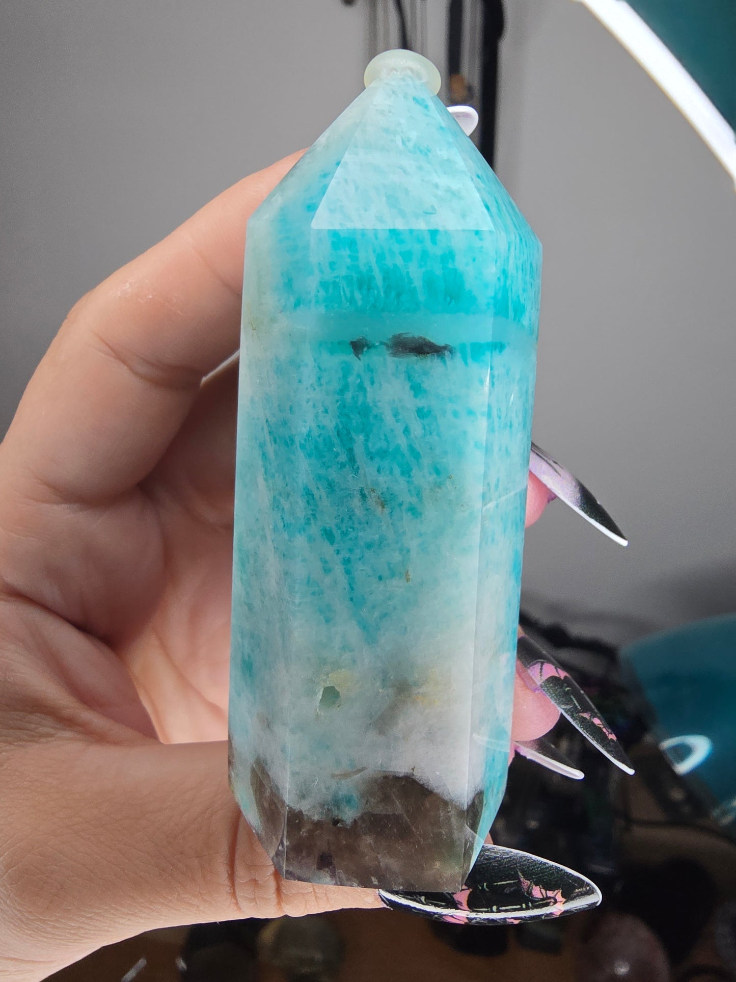 Amazonite Smokey Quartz and Green Tourmaline Tower