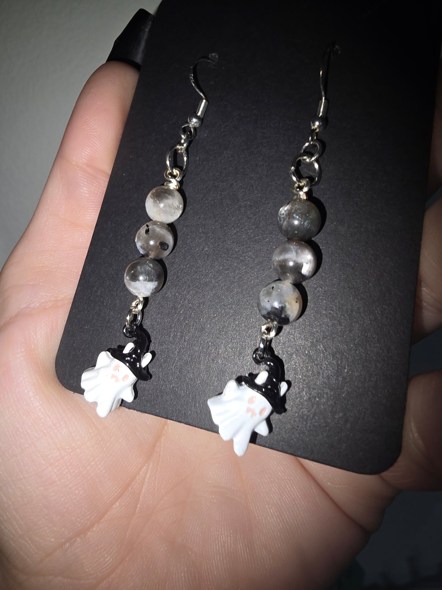 Sunstone Moonstone Hanging Ghosts Earrings