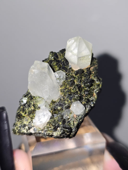 Epidote with Clear Quartz Points | Growth, Manifestation & Positive Transformation