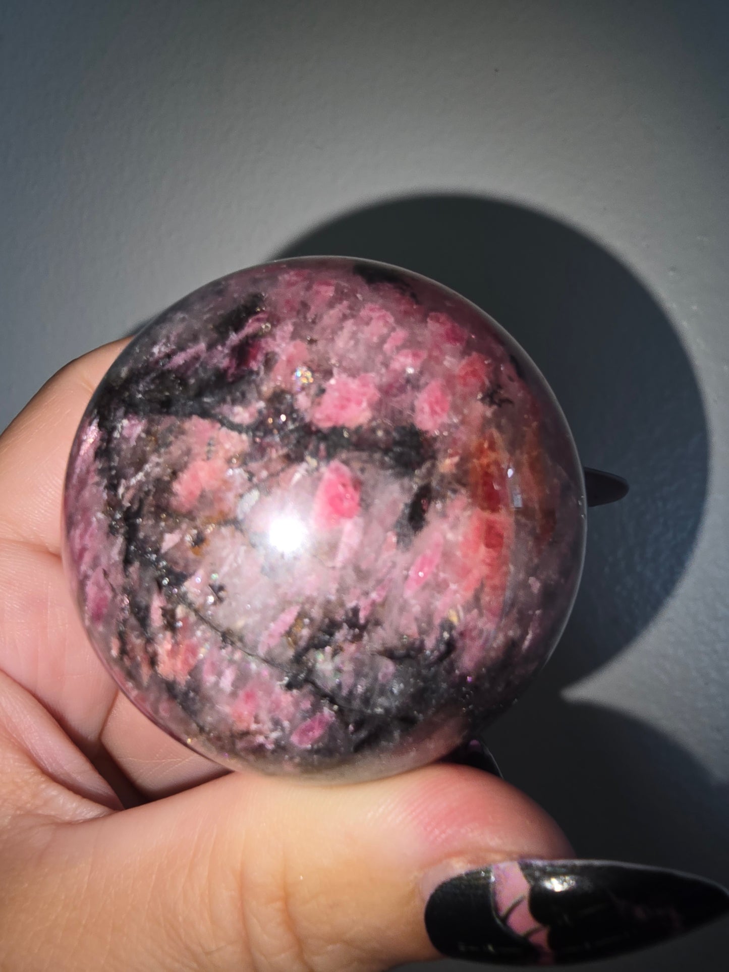 Icy Rhodonite Sphere