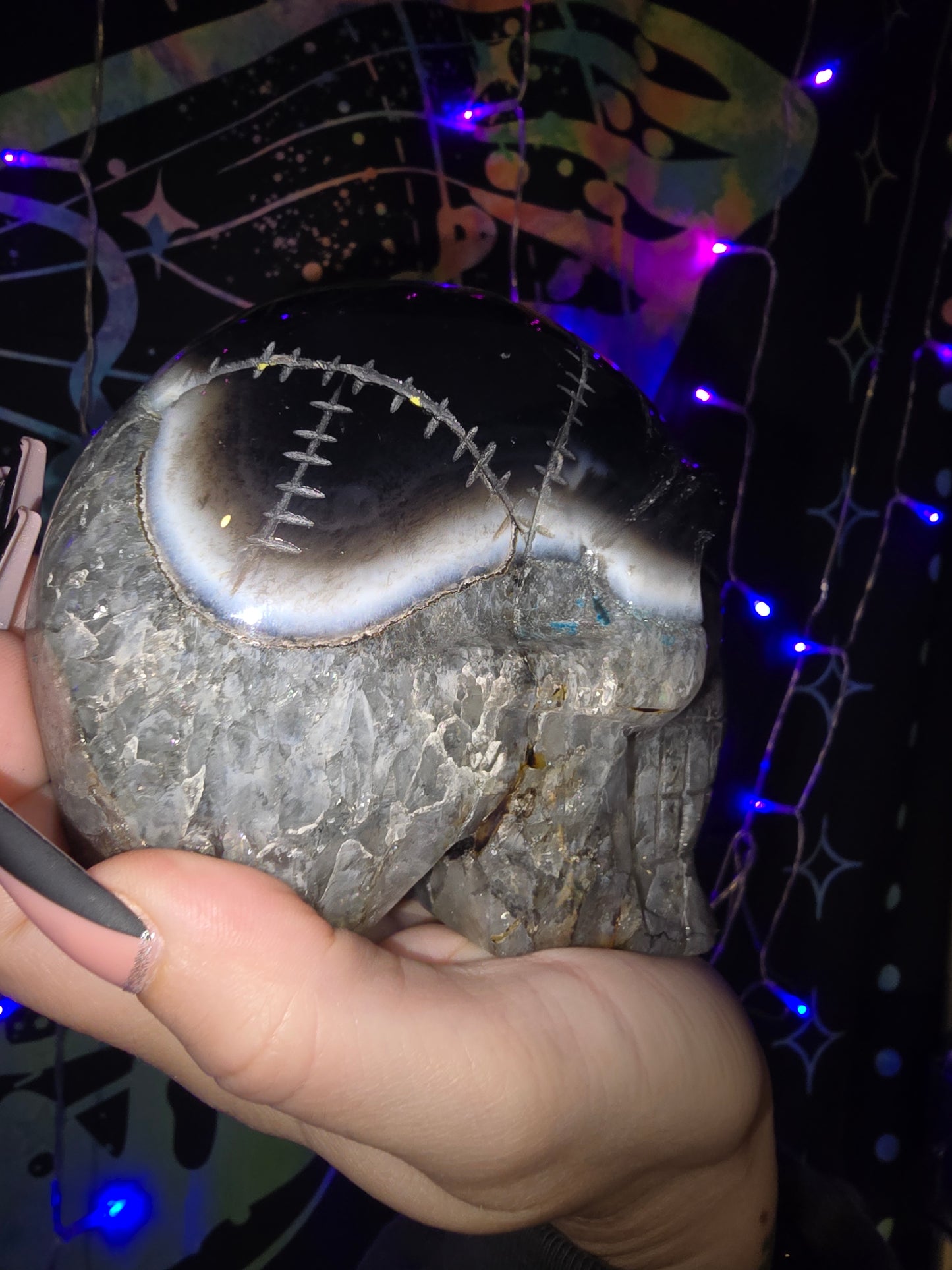 Black Agate Stitch Skull