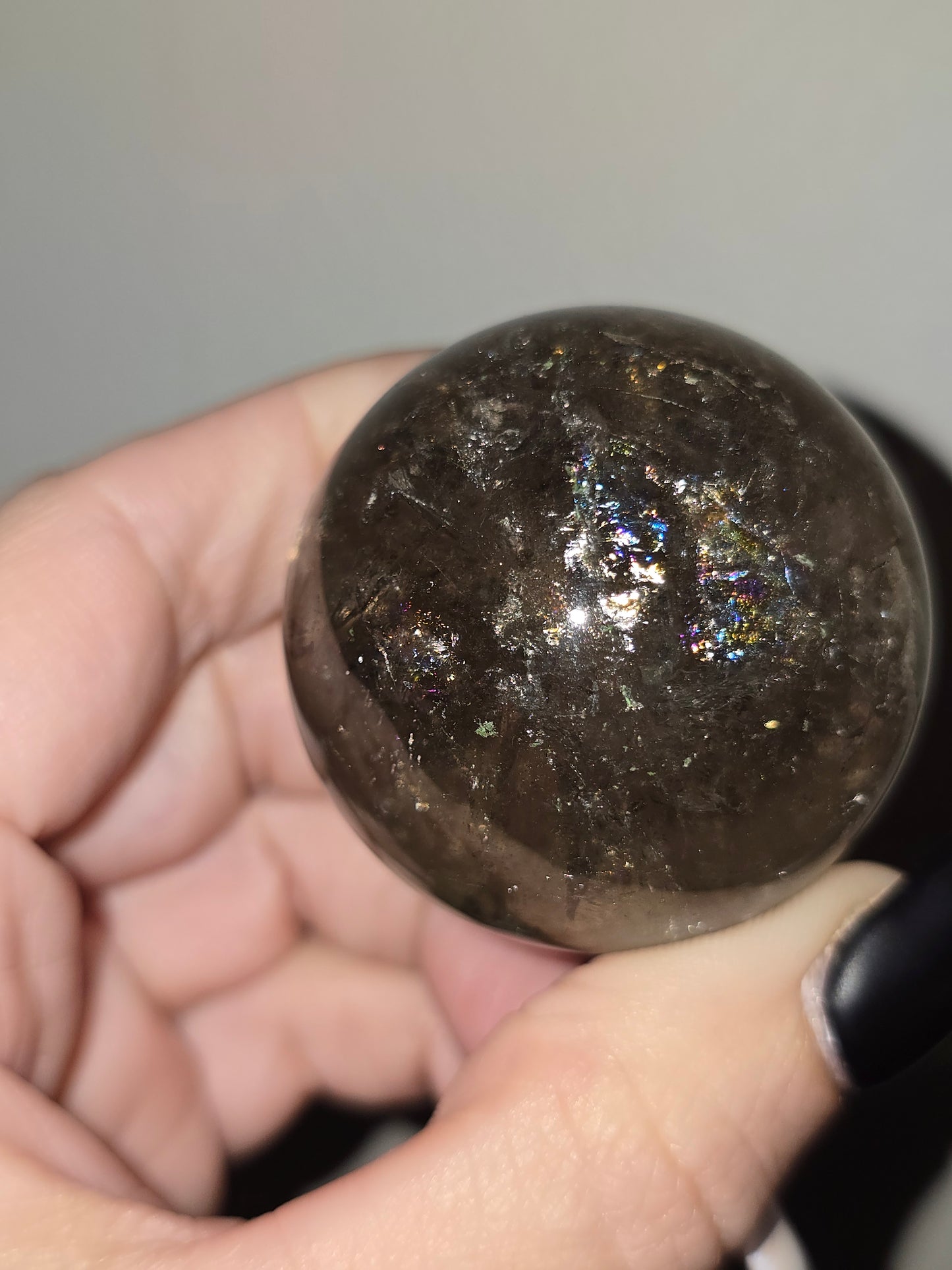 Smoky Quartz Sphere with Thousand Layer Garden Inclusion | Grounding, Growth & Transformation
